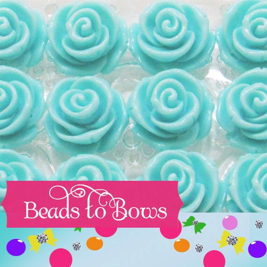 23mm Robins Egg Blue Rose Beads 23mm Chunky Rose Beads Bubblegum Rose Beads,Flatback Rose Beads, 2mm Hole Bracelet Rose Bead, Gum ball Rose