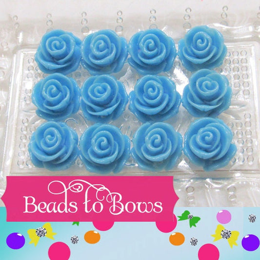 23mm Sky Blue Rose Beads 23mm Chunky Rose Beads Bubblegum Rose Beads,Flatback Rose Beads, 2mm Hole Bracelet Rose Bead, Gum ball Rose