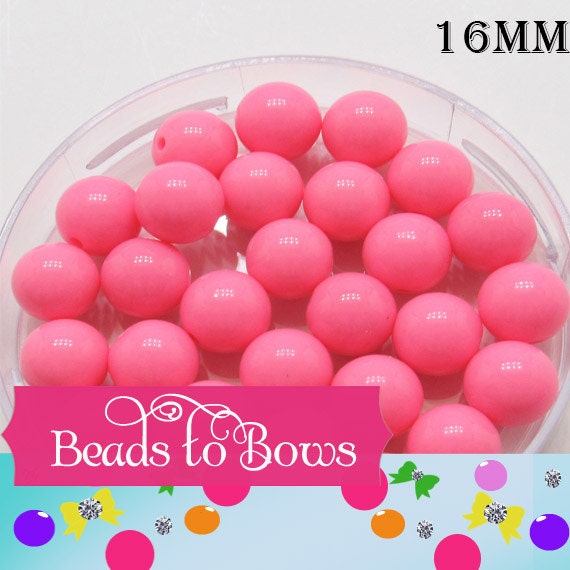10ct 16mm Pink Bubblegum Beads, Chunky Bubblegum Beads, Chunky Gumball Beads, Fairy Kei Beads, Chunky Necklace Supply, Acrylic Bead