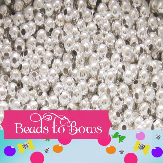 4mm Bead Spacers, Silver Tone Bead Spacers, Round Metal 4mm Bead Spacer, Chunky Necklace Supply Bead, Jewelry Finding, Metal Spacer Beads