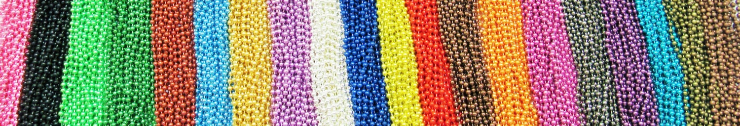 50 Colored 24 in. Ball Chain Necklaces, Pendant Chains, Dog Tag Chains, Necklace Chains, 24 Inch Gunmetal, Antique Brass, Silver Ball Chains