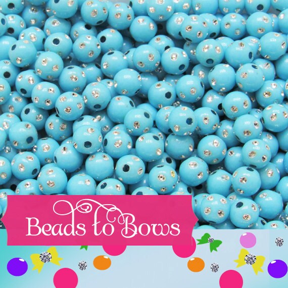 Light Blue 8mm Bling Bead, Chunky Bubblegum Bead, Gumball Acrylic Bead, Chunky Necklace Supply Bead, Chunky Gumball Bead