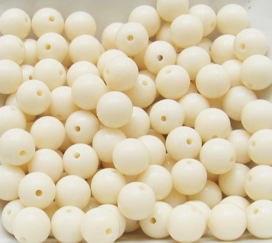 50 Ivory 12mm Bubblegum Beads, Round Bubblegum Beads, Chunky Acrylic Beads, Gum Ball Beads, Chunky Necklace Supply Beads