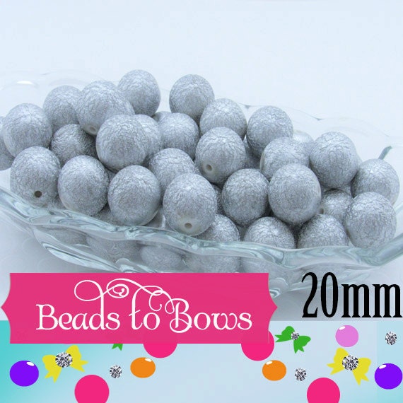 20mm Silver Stardust Pearl Beads, Chunky Pearl Beads, Bubblegum Pearl Beads, Faux Pearl Beads, Chunky Bubblegum Supply Beads Supply Beads