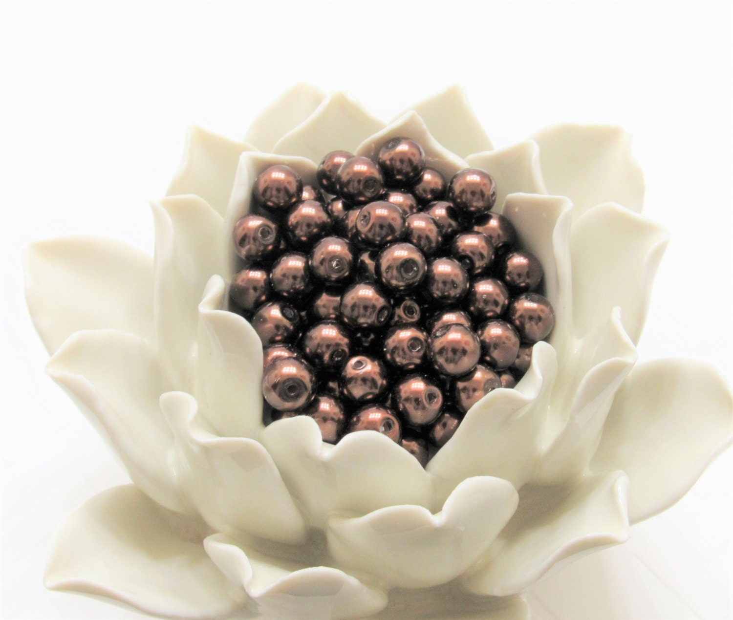 8mm Coffee Colored Faux Glass Pearls Bubblegum Pearl Chunky Pearl Coffee Bubblegum Gumball Pearl Bead 8mm Gumball Beads Bubblegum beads