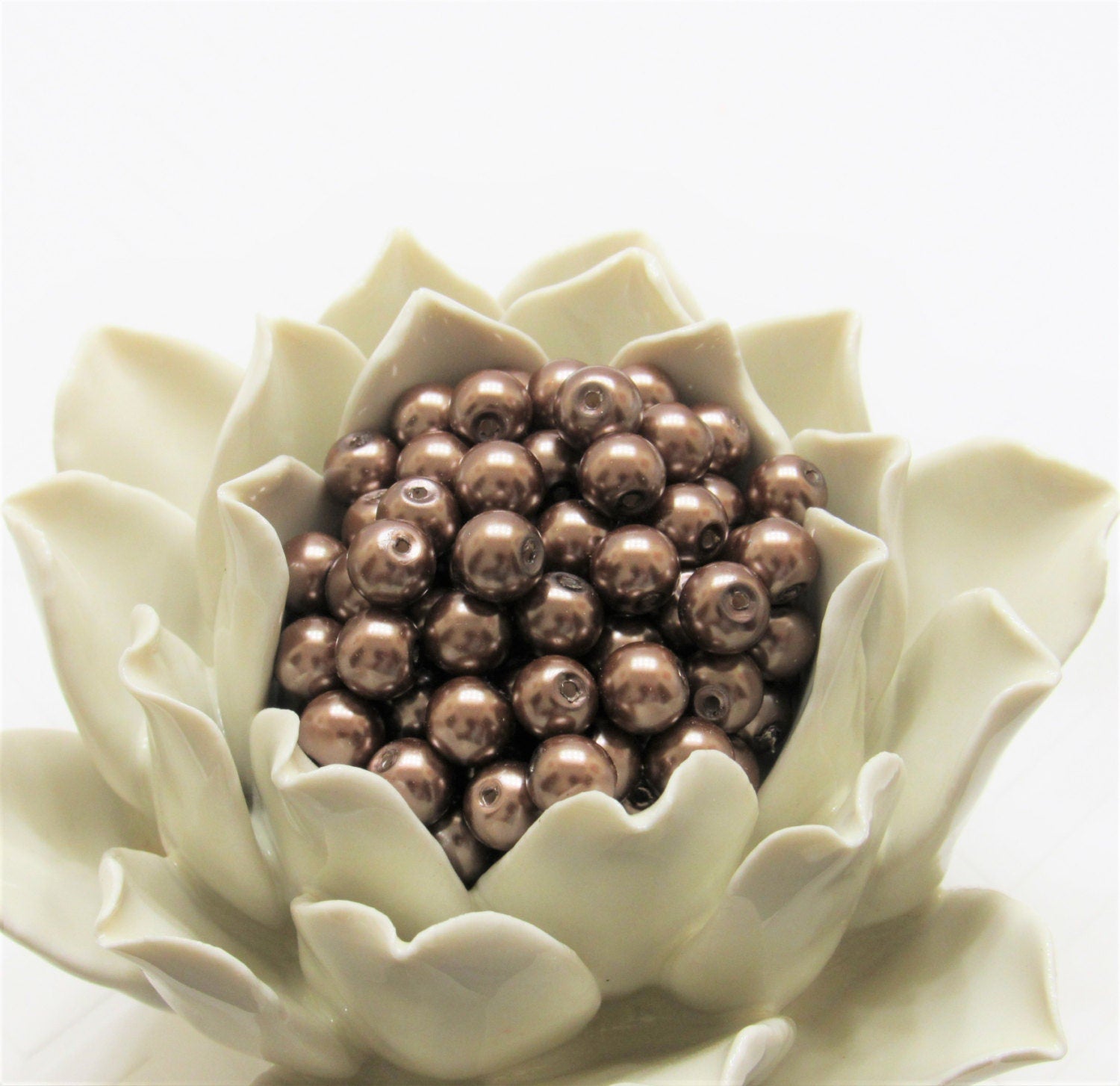 8mm Coffee Colored Faux Glass Pearls Bubblegum Pearl Chunky Pearl Coffee Bubblegum Gumball Pearl Bead 8mm Gumball Beads Bubblegum beads