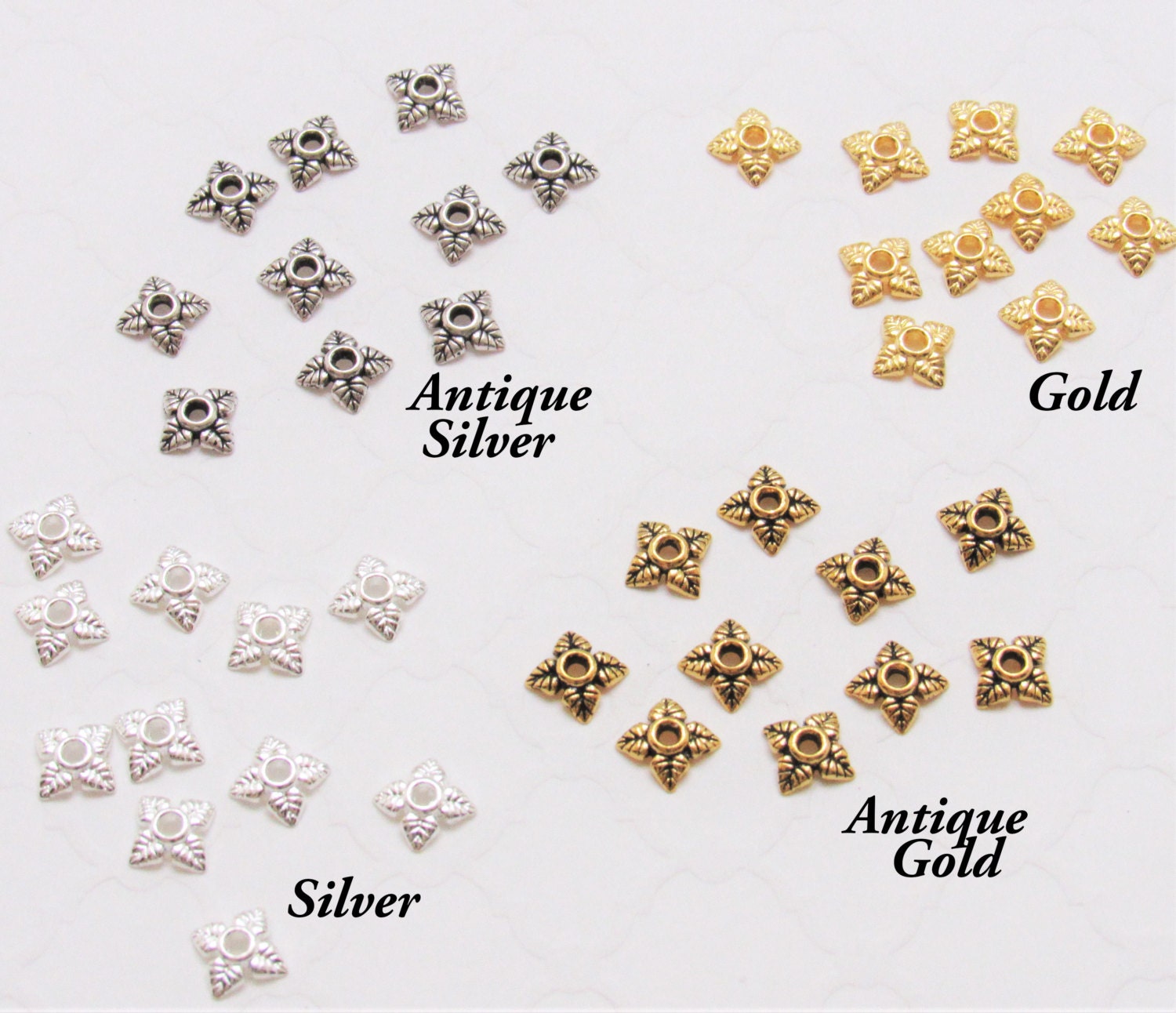 6mm Tibetan Style Flower Bead Caps, Silver, Antique Silver, Gold, Antique Gold, Copper Flower Bead Cap, Bead cap spacer beads, Bead Supply