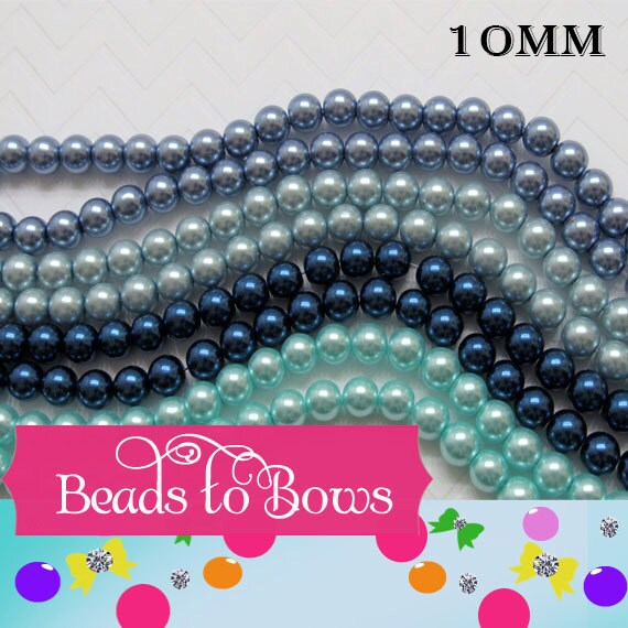 10mm Bubblegum Pearls, Smoke Blue, Light Blue, Steel Blue, Cyan, Gumball Pearl Beads, Chunky Bead Supply, Jewelry Supply