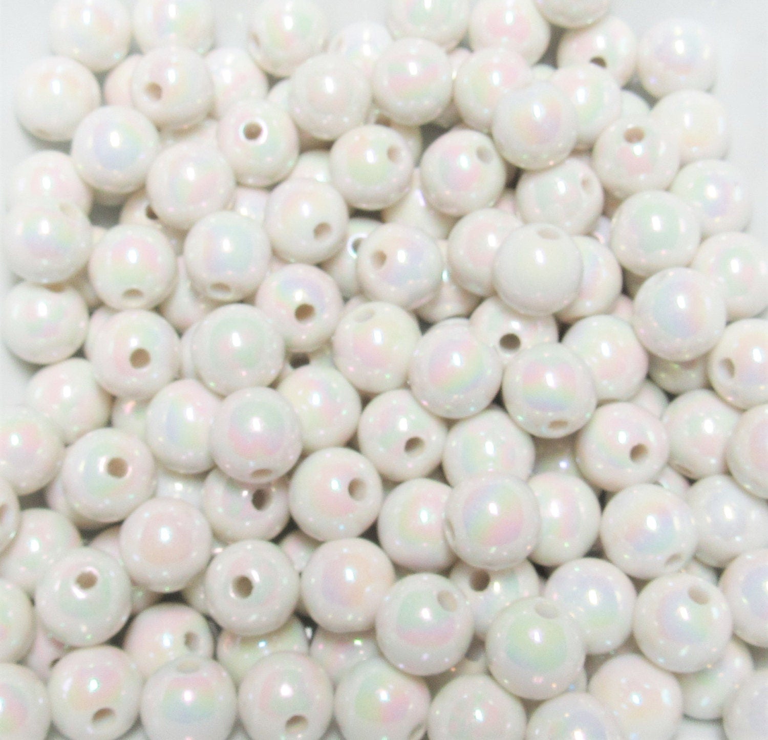 10mm White AB Bubblegum Beads, Chunky Bubblegum Beads, Gumball Beads, Acrylic Beads, Fairy Kawaii Bead Chunky Bubblegum Bead Chunky Bead