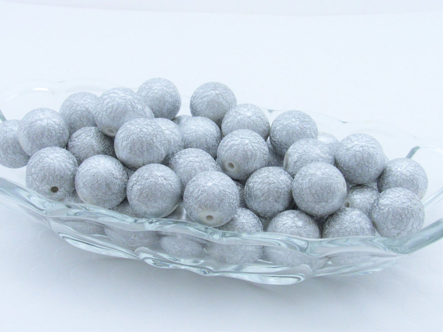 20mm Silver Stardust Pearl Beads, Chunky Pearl Beads, Bubblegum Pearl Beads, Faux Pearl Beads, Chunky Bubblegum Supply Beads Supply Beads