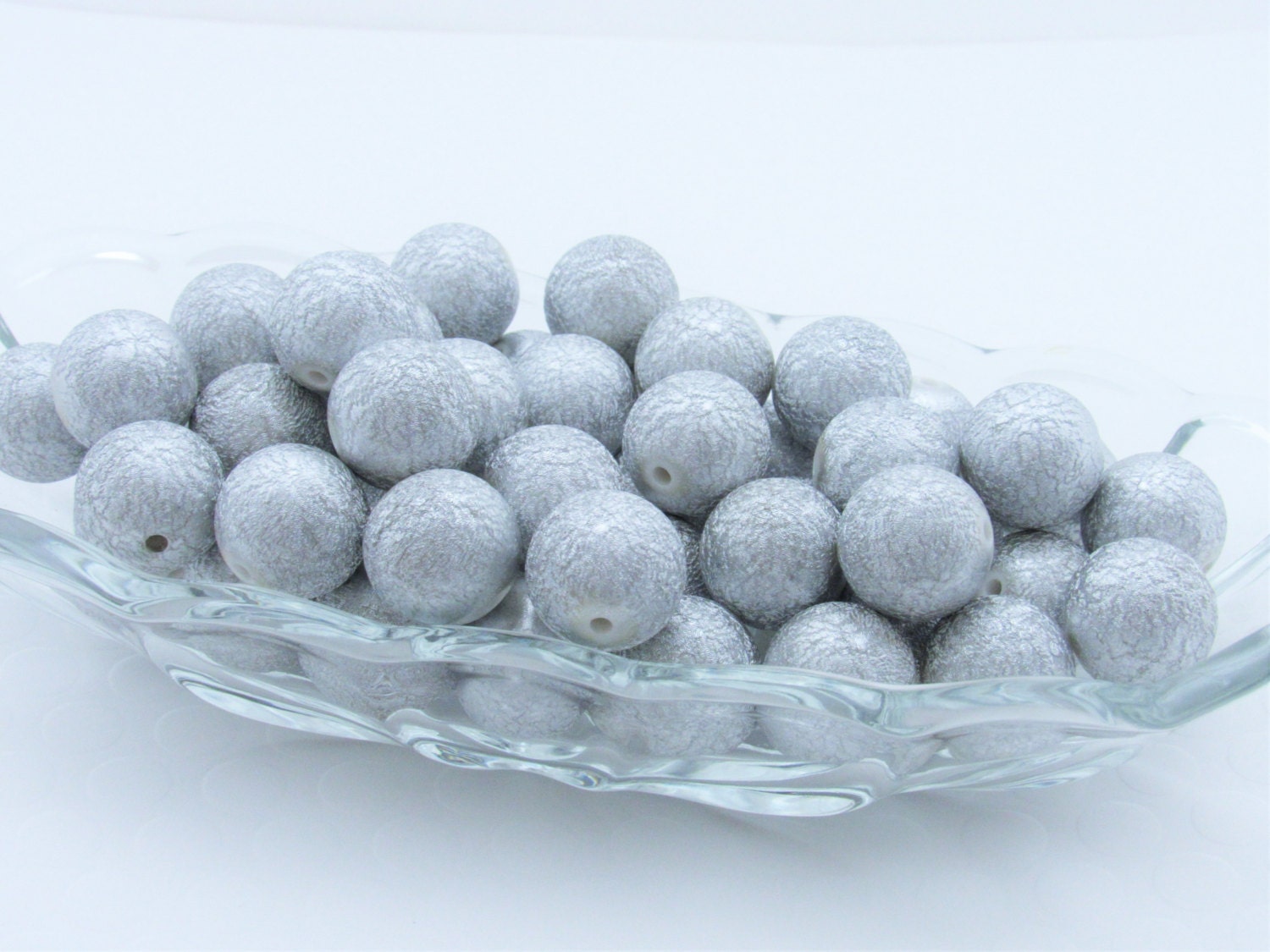 20mm Silver Stardust Pearl Beads, Chunky Pearl Beads, Bubblegum Pearl Beads, Faux Pearl Beads, Chunky Bubblegum Supply Beads Supply Beads