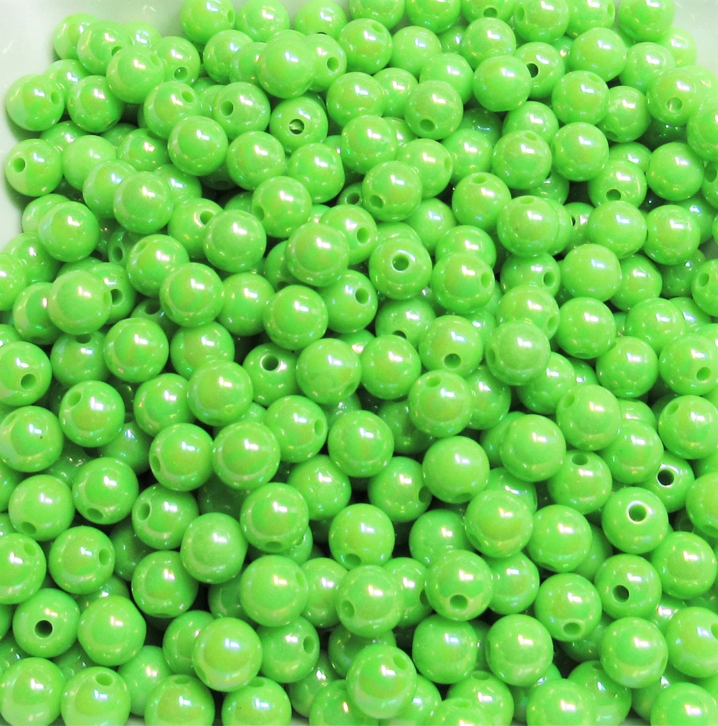 8mm AB Lime Green Bubblegum Beads, Aurora Borealis Beads, Gumball Beads, Chunky Necklace Supply, Fairy Kawkii AB Beads, Bubblegum Beads