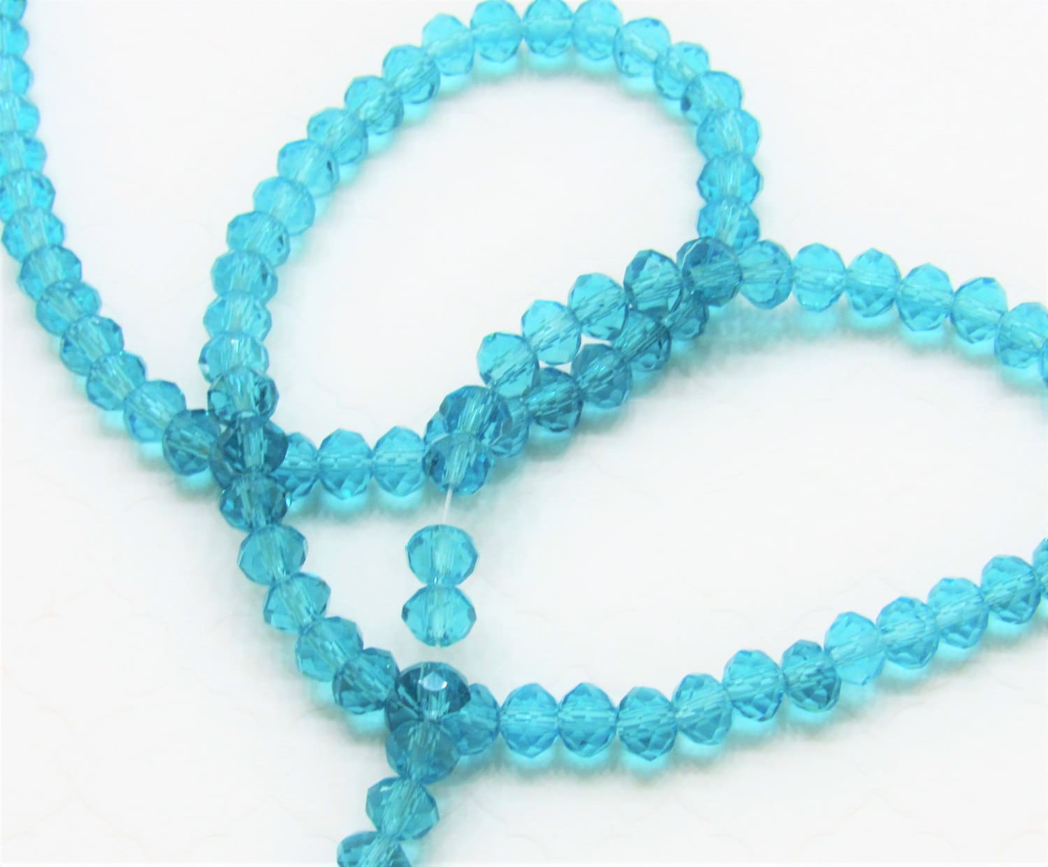 6mm X 4mm Teal Blue Glass Beads, Blue Imitate Austrian Crystal Beads, Faceted Rondelle Beads, Handmade Glass Beads, Jewelry Supply Beads
