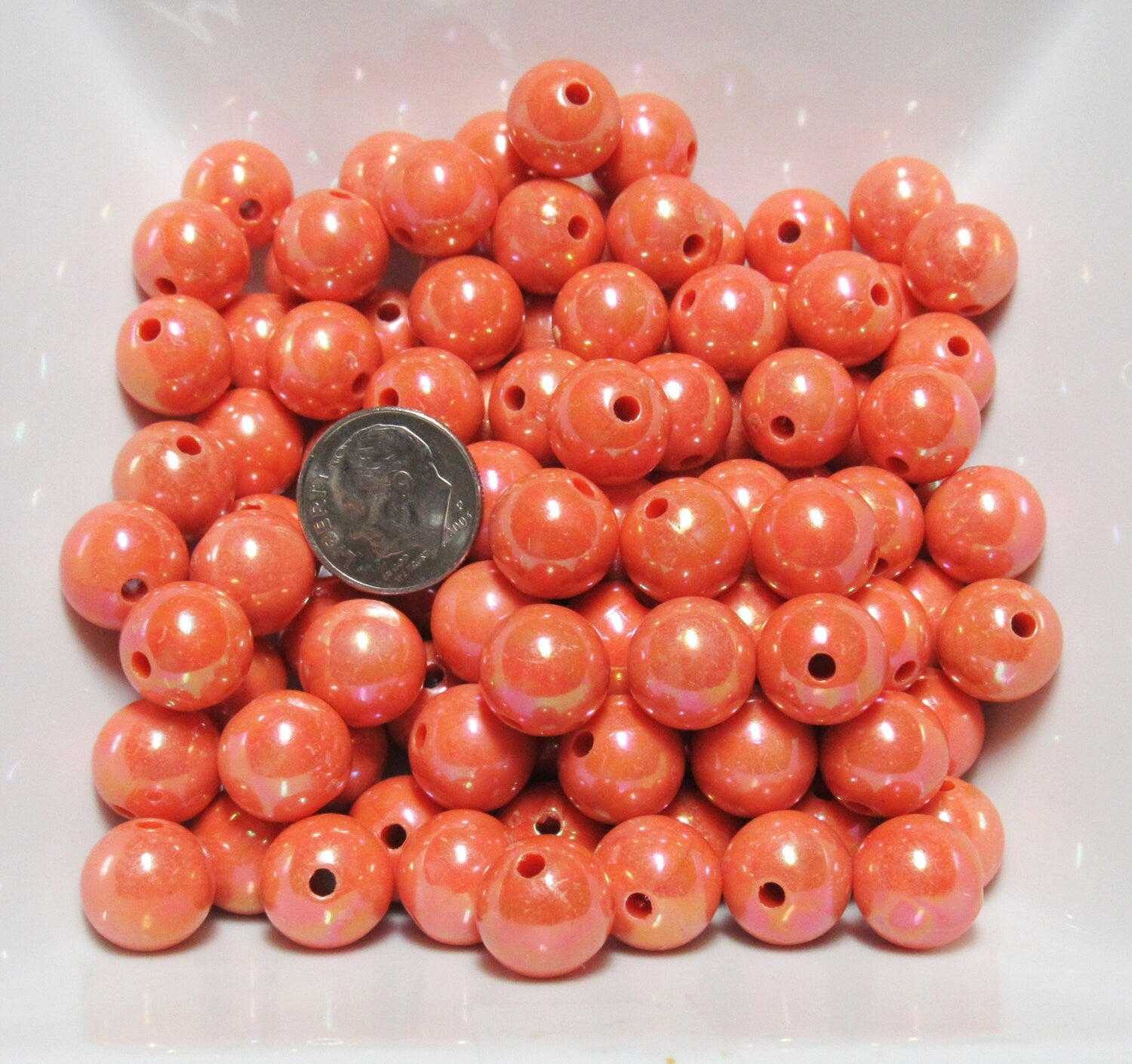 12mm AB Orange Bubblegum Bead, Chunky Gumball Bead, Chunky Round Acrylic Bead, Chunky Bead Supply, Bubblegum Necklace Supply.