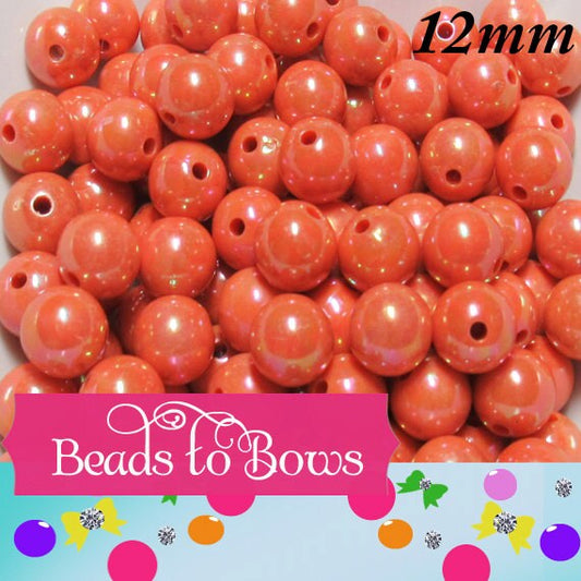 12mm AB Orange Bubblegum Bead, Chunky Gumball Bead, Chunky Round Acrylic Bead, Chunky Bead Supply, Bubblegum Necklace Supply.