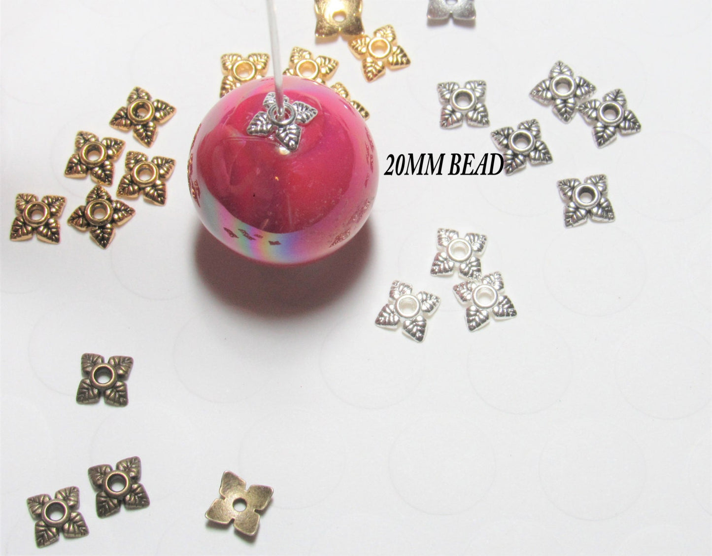 6mm Tibetan Style Flower Bead Caps, Silver, Antique Silver, Gold, Antique Gold, Copper Flower Bead Cap, Bead cap spacer beads, Bead Supply