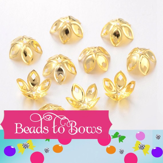 18mm Gold Flower Bead Cap, 18mm Gold Tone Flower Bead Cap, Findings, Jewelry Findings, Beading Supply