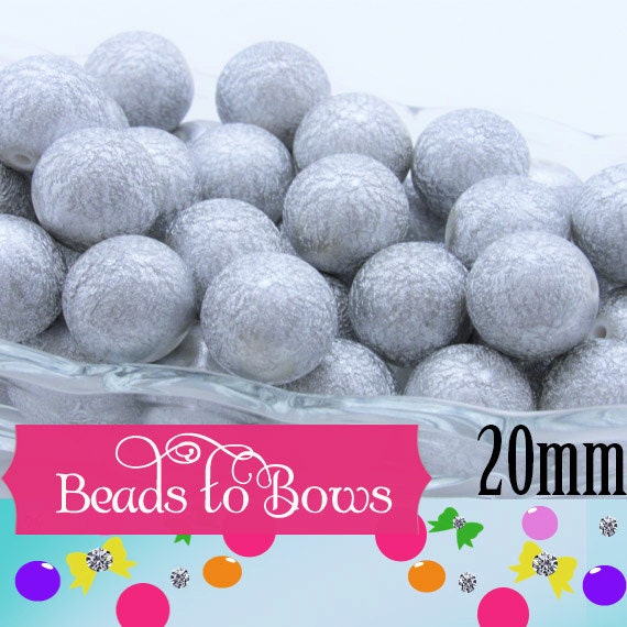 20mm Silver Stardust Pearl Beads, Chunky Pearl Beads, Bubblegum Pearl Beads, Faux Pearl Beads, Chunky Bubblegum Supply Beads Supply Beads