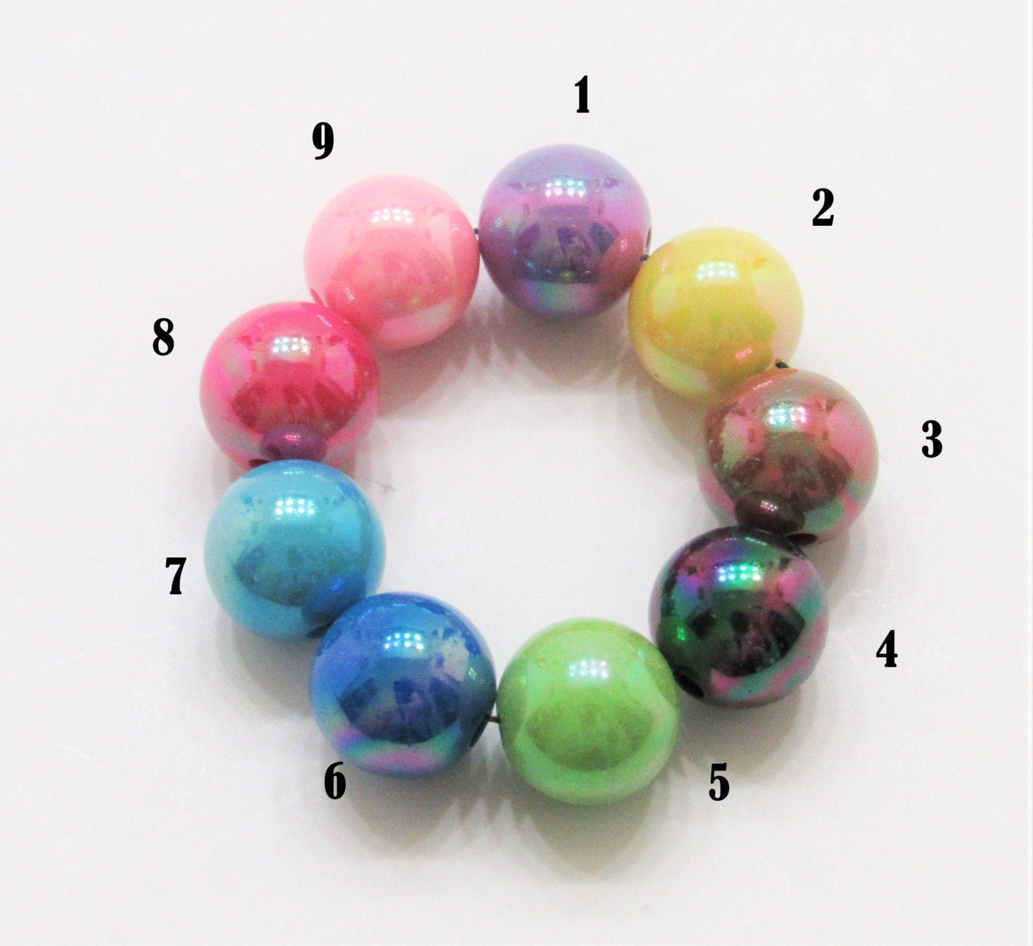 12mm AB Yellow Bubblegum Beads, Rainbow Beads, Bright Colored Spacer Bubblegum Bead, Chunky Rainbow Bead, Gumball Beads, Chunky Bead Supply