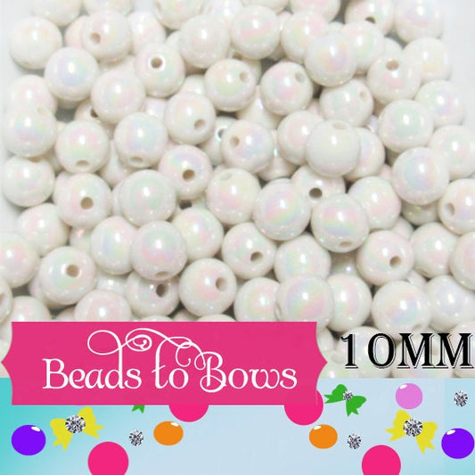 10mm White AB Bubblegum Beads, Chunky Bubblegum Beads, Gumball Beads, Acrylic Beads, Fairy Kawaii Bead Chunky Bubblegum Bead Chunky Bead