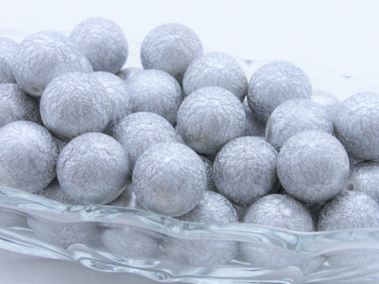 20mm Silver Stardust Pearl Beads, Chunky Pearl Beads, Bubblegum Pearl Beads, Faux Pearl Beads, Chunky Bubblegum Supply Beads Supply Beads