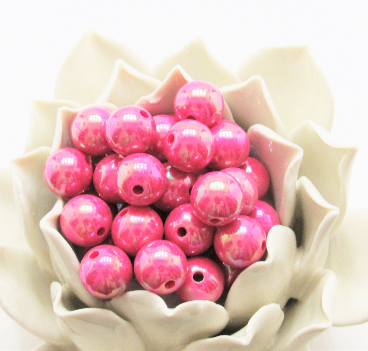 12mm AB Pink Bubblegum Beads, Rainbow Beads, Colorful Bubblegum Bead, Chunky Rainbow Bead, Gumball Beads, Chunky Necklace Bead Supply