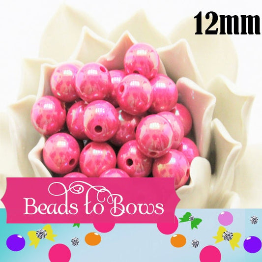 12mm AB Pink Bubblegum Beads, Rainbow Beads, Colorful Bubblegum Bead, Chunky Rainbow Bead, Gumball Beads, Chunky Necklace Bead Supply