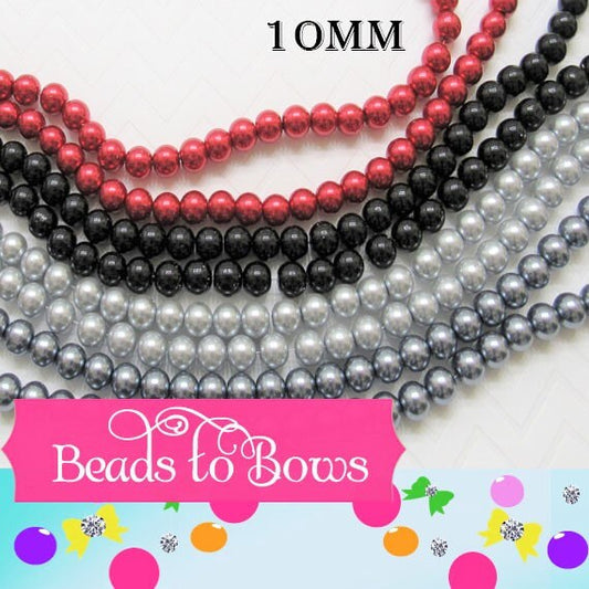 10mm Faux Glass Pearls Red, Black, Light Grey, Grey  Bubblegum Pearls, Chunky Pearls,Gumball Pearl Beads,10mm Bubblegum Necklace Pearl