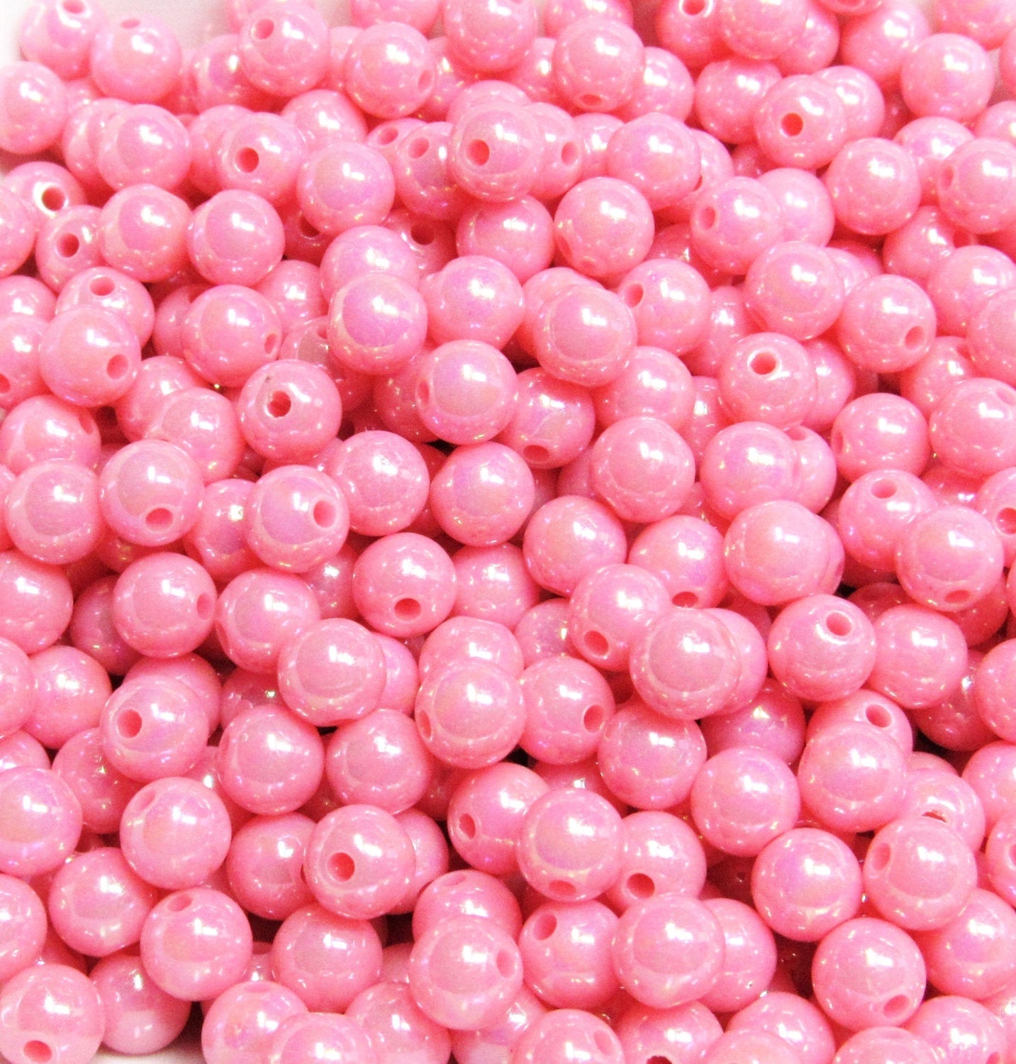 8mm AB Pink Bubblegum Beads, Aurora Borealis Beads, Gumball Beads, Chunky Necklace Supply Beads, Fairy Kawkii AB Beads, Bubblegum Beads