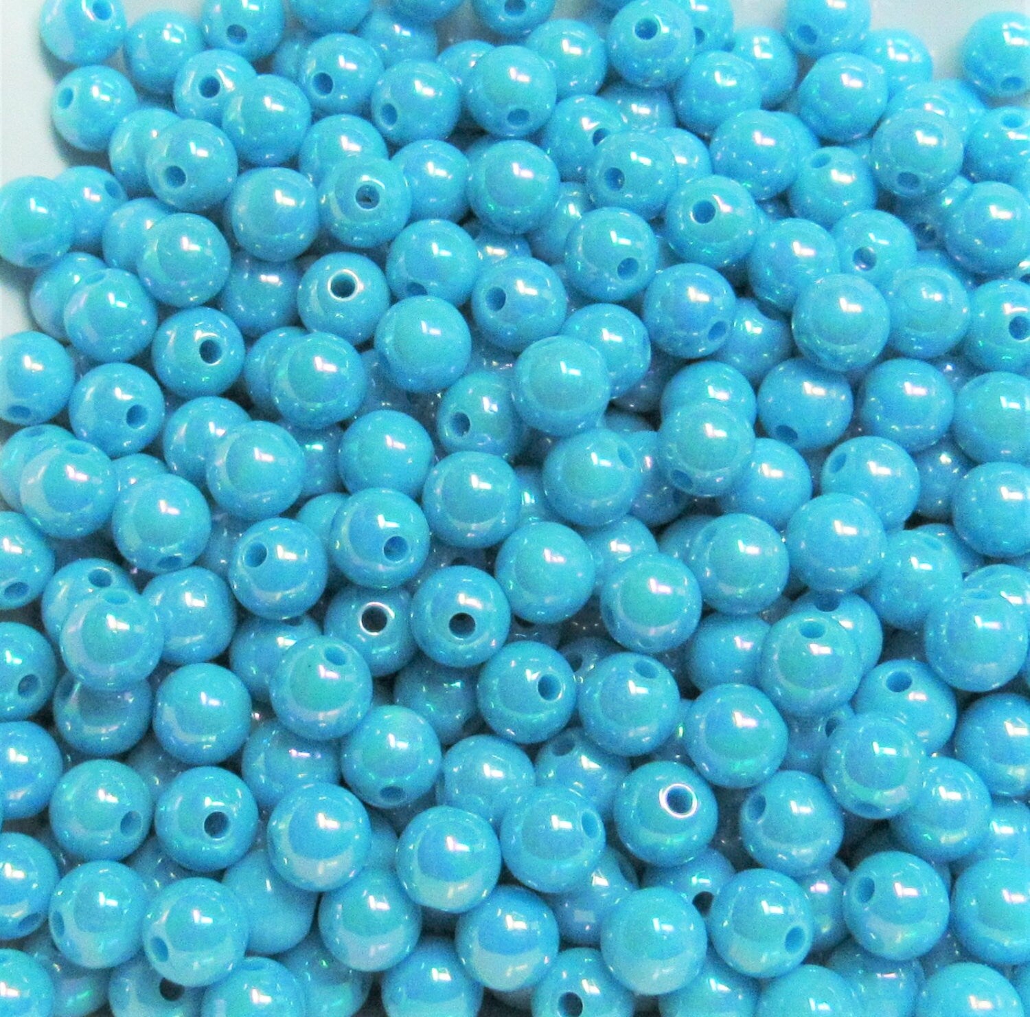 SALE 8mm AB Blue Bubblegum Beads, Aurora Borealis Beads, Gumball Beads, Chunky Necklace Supply Beads, Fairy Kawkii AB Beads, Bubblegum Beads