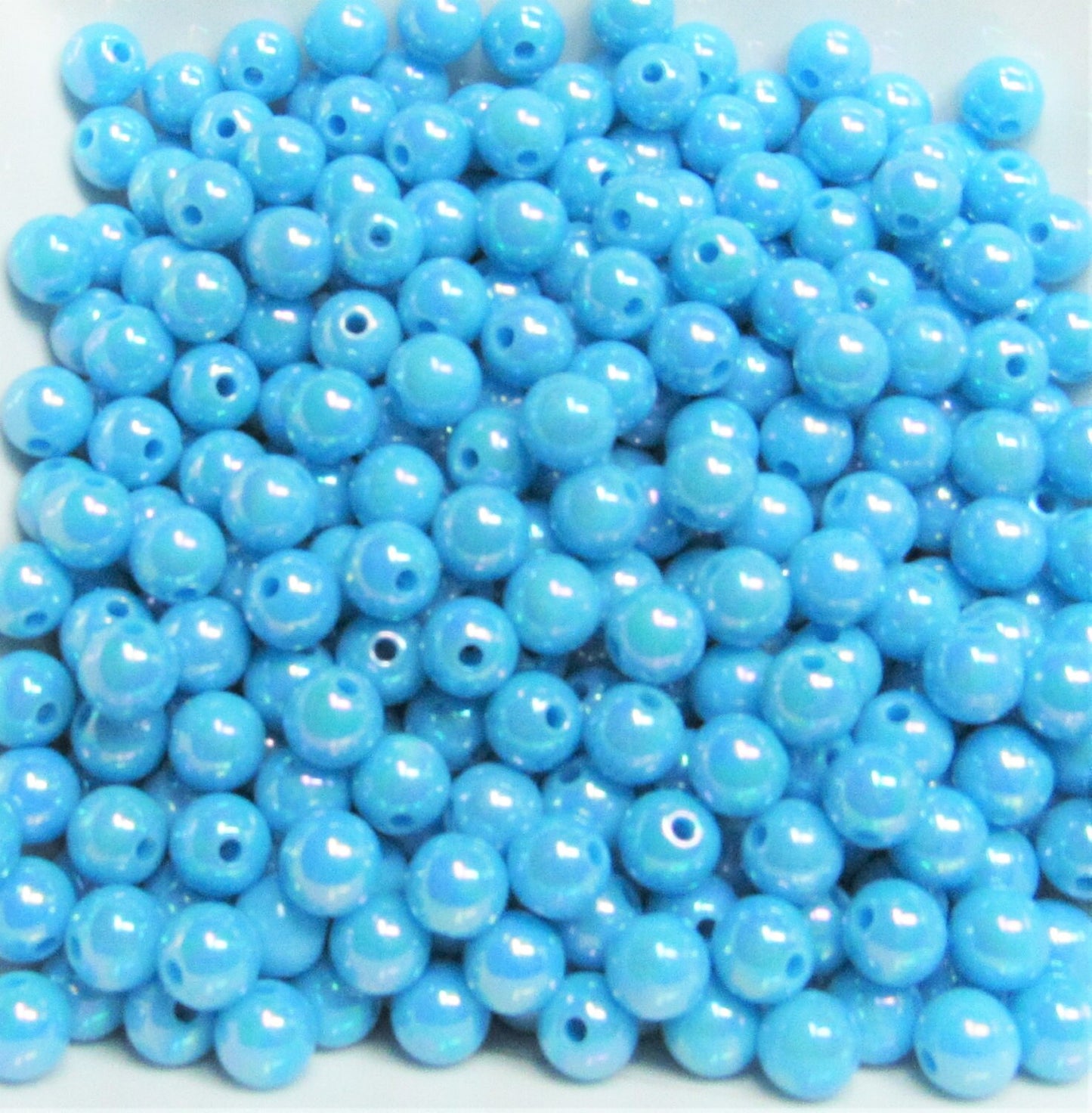 SALE 8mm AB Blue Bubblegum Beads, Aurora Borealis Beads, Gumball Beads, Chunky Necklace Supply Beads, Fairy Kawkii AB Beads, Bubblegum Beads
