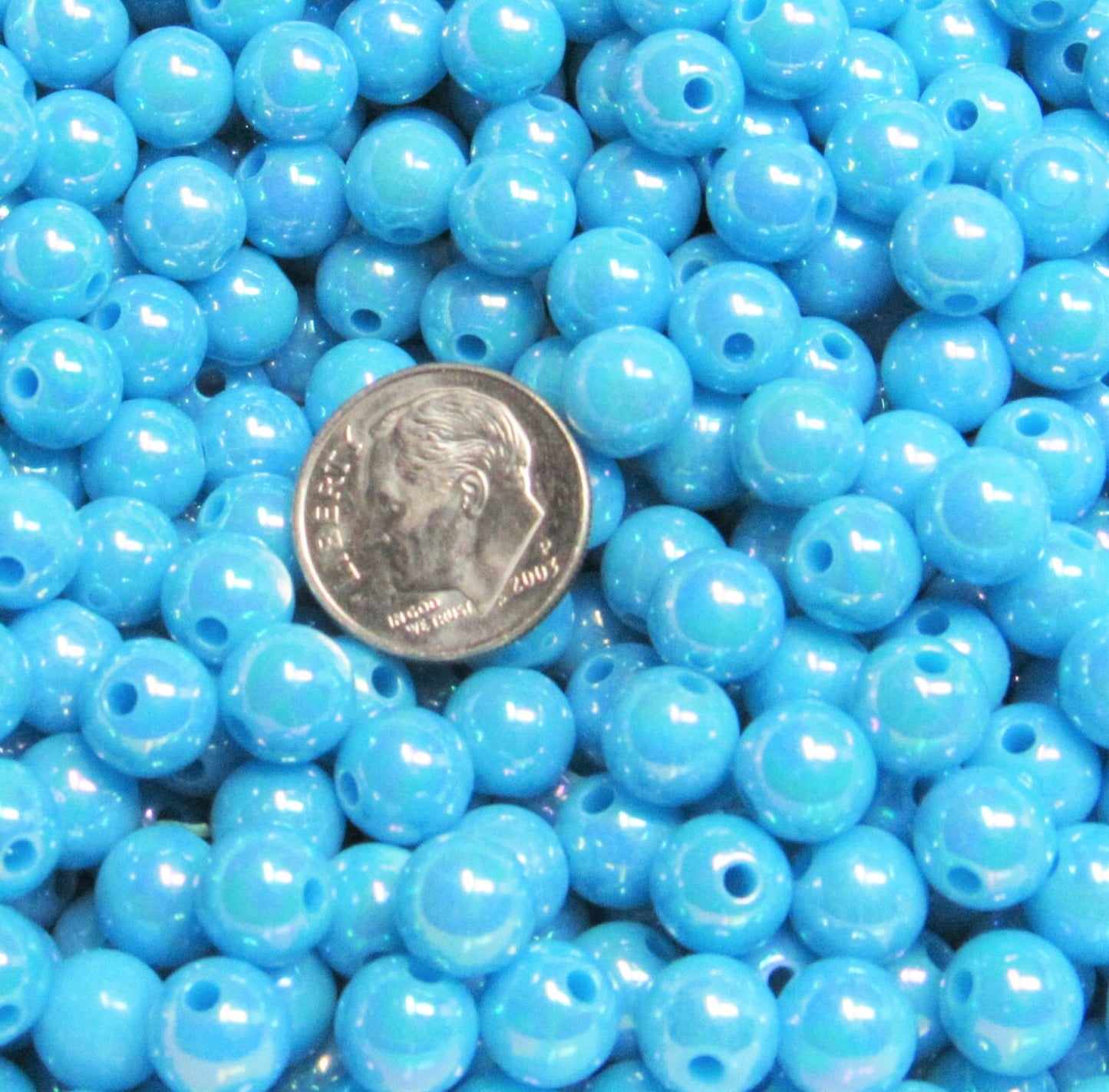SALE 8mm AB Blue Bubblegum Beads, Aurora Borealis Beads, Gumball Beads, Chunky Necklace Supply Beads, Fairy Kawkii AB Beads, Bubblegum Beads