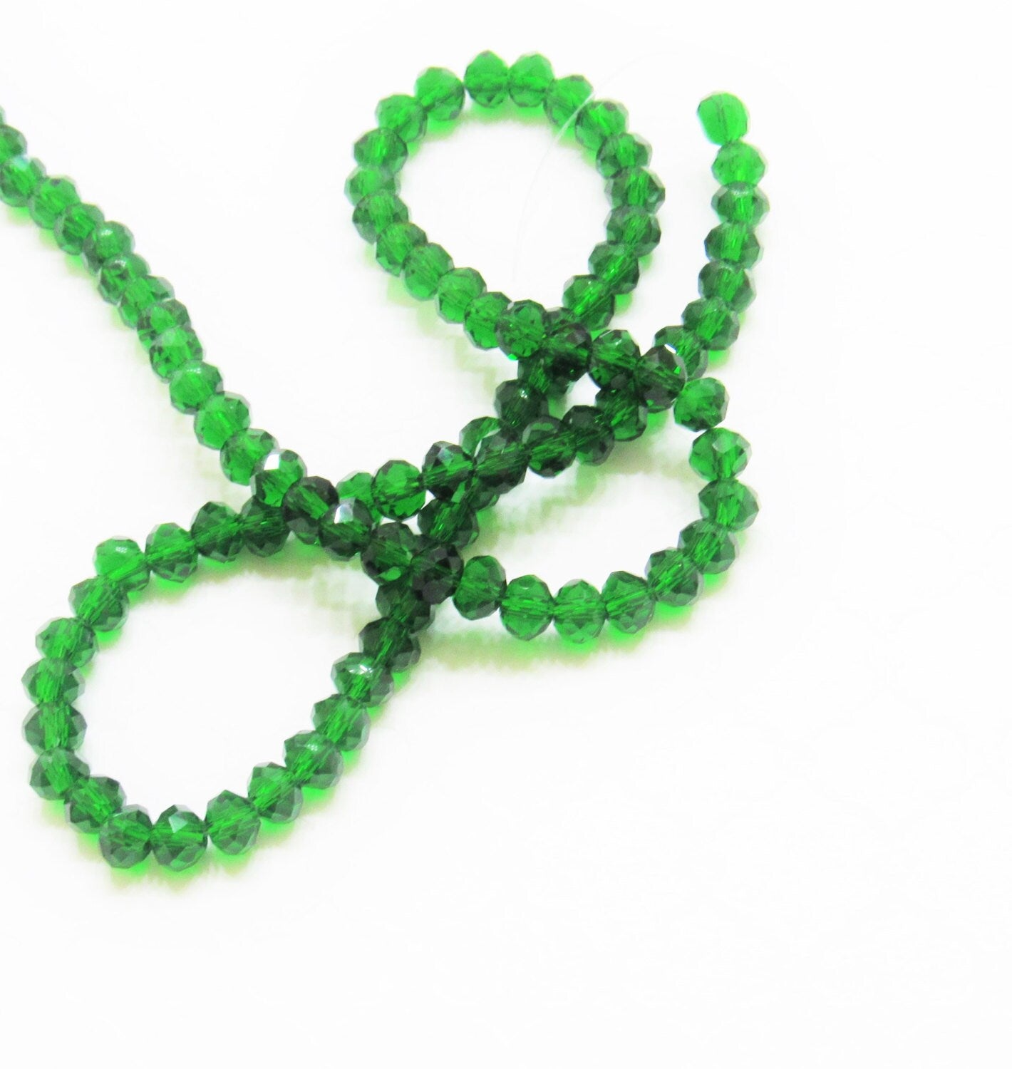6mm X 4mm Green Glass Beads, Green  Imitate Austrian Crystal Beads, Faceted Rondelle Beads, Handmade Glass Beads, Jewelry Supply Beads