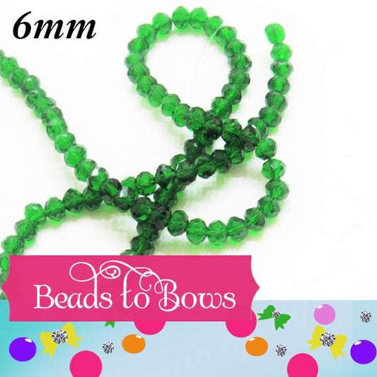 6mm X 4mm Green Glass Beads, Green  Imitate Austrian Crystal Beads, Faceted Rondelle Beads, Handmade Glass Beads, Jewelry Supply Beads