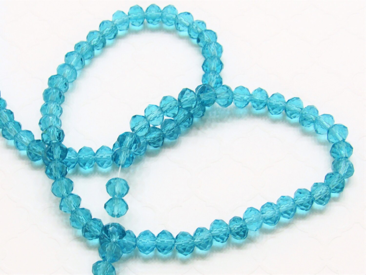 6mm X 4mm Teal Blue Glass Beads, Blue Imitate Austrian Crystal Beads, Faceted Rondelle Beads, Handmade Glass Beads, Jewelry Supply Beads