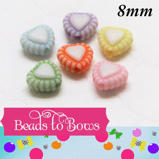 8mm Heart Shape Bubblegum Beads, Spacer Beads, Fairy Kei Heart Beads, Heart Gumball Beads, Chunky Bead Supply, Bubblegum Heart Bead Spacers
