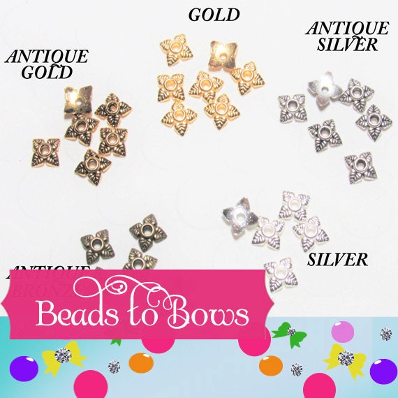 6mm Tibetan Style Flower Bead Caps, Silver, Antique Silver, Gold, Antique Gold, Copper Flower Bead Cap, Bead cap spacer beads, Bead Supply