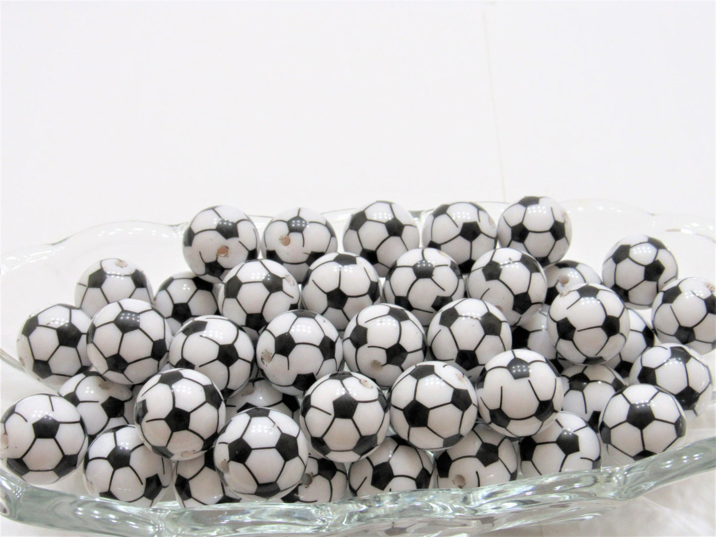 20mm Soccer Ball Beads, Black and White Soccer Beads, Bubblegum Soccer Ball Beads, Chunky Necklace Supply Bead, Soccer Mom Sports Bead