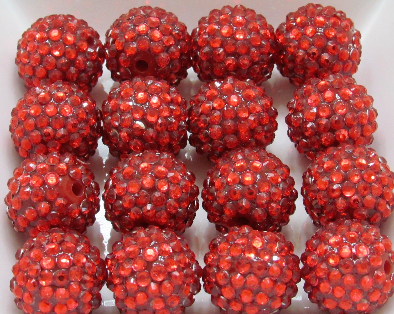 20mm Red Rhinestone Beads, Chunky Bubblegum Beads, Chunky Bead Supply, Rhinestone Beads, Gumball Rhinestone Beads, DIY Jewelry Supply  Beads