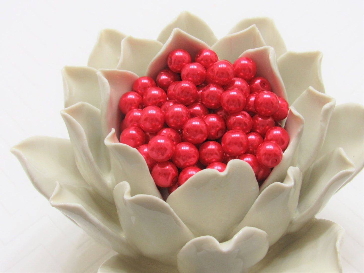 10mm Glass Pearls, Poppy Red Pearls, Bubblegum Pearls, Chunky Pearl , Gumball Bead, Chunky Bead Supply, Jewelry Supply, 10mm Poppy Red Pearl