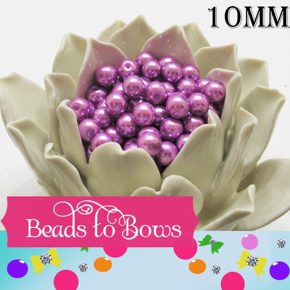 10mm Glass Pearls, Violet Pearls, Bubblegum Pearls, Chunky Pearl , Gumball Bead, Chunky Bead Supply, Jewelry Supply, 10mm Poppy Red Pearl