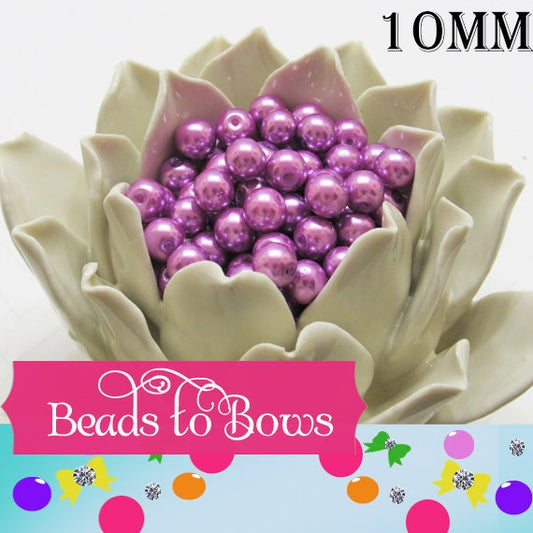 10mm Glass Pearls, Violet Pearls, Bubblegum Pearls, Chunky Pearl , Gumball Bead, Chunky Bead Supply, Jewelry Supply, 10mm Poppy Red Pearl