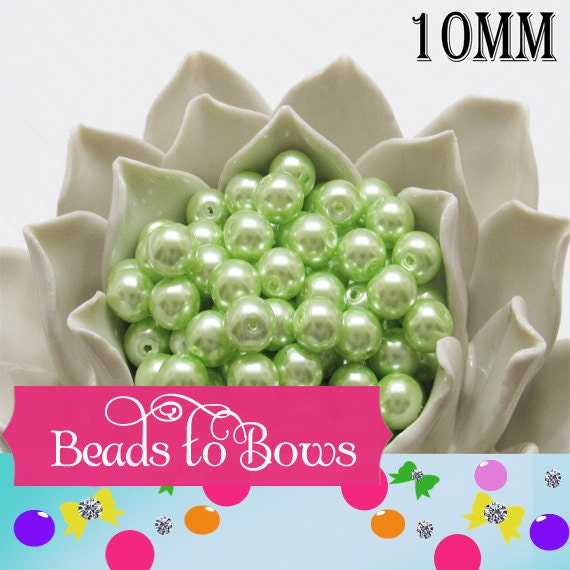10mm Light Green Bubblegum Glass Pearls,  Gumball Pearl, Chunky Pearls, Gumball Pearl Bead, Chunky Bead Necklace Supply, Jewelry Pearl