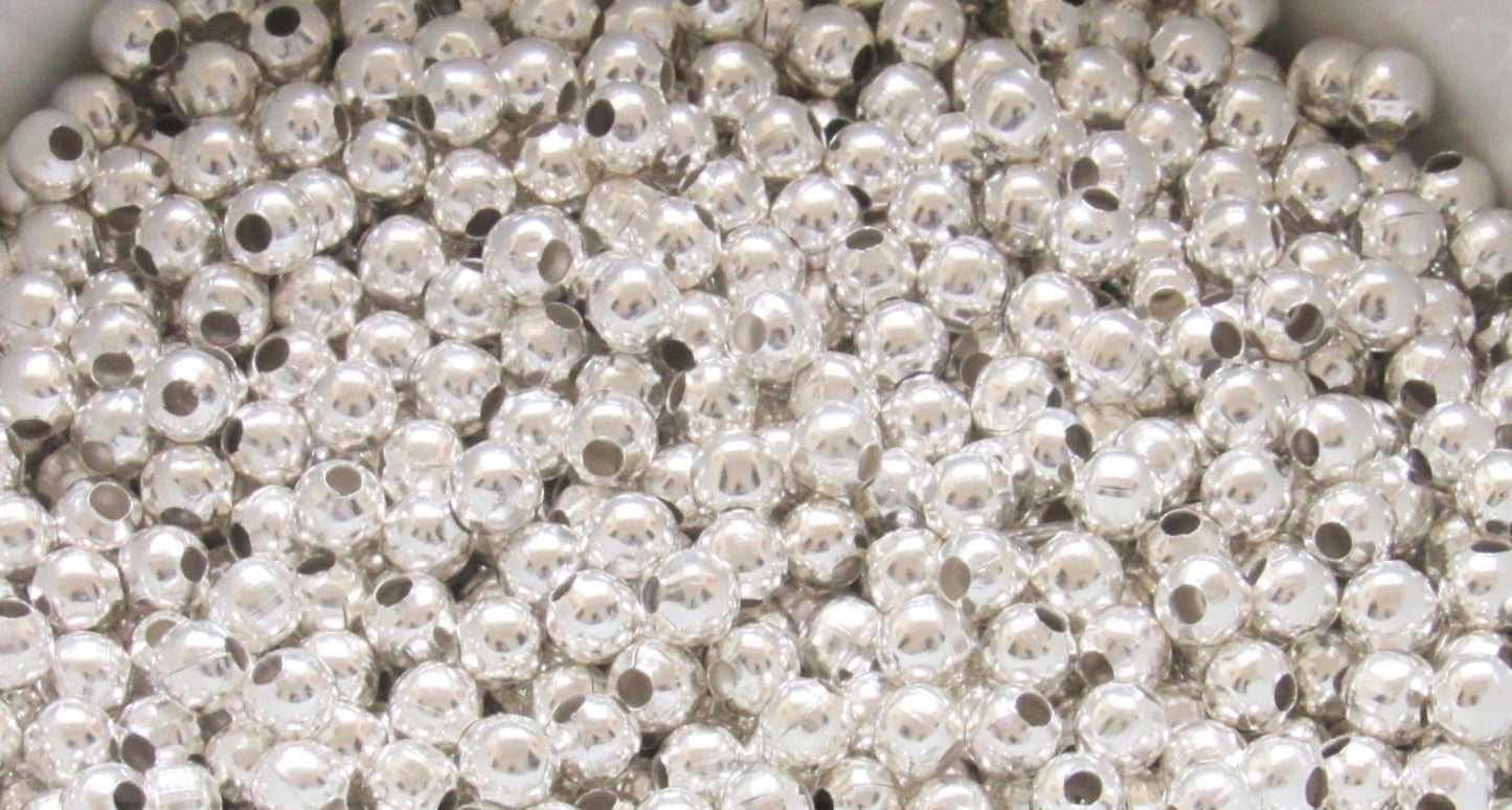 3mm Bubblegum Necklace Spacer Bead, Round Gold Bead Spacers, Chunky Necklace Supply Bead, Jewelry Finding, Metal Gold Tone Spacer Beads