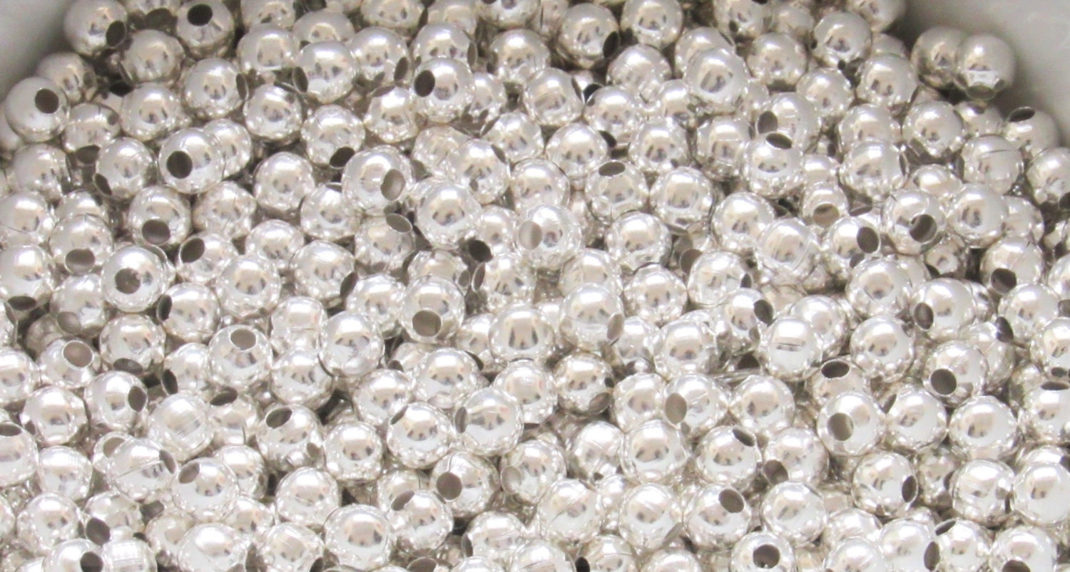 3mm Bubblegum Necklace Spacer Bead, Round Gold Bead Spacers, Chunky Necklace Supply Bead, Jewelry Finding, Metal Gold Tone Spacer Beads