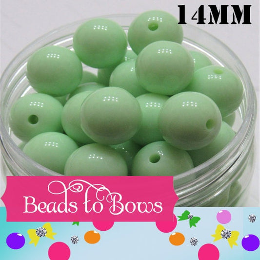 14mm Light Green Bubblegum Bead, Chunky Bright Colored Bead, Chunky Necklace Supply Bead, Gumball Bead, DIY Bead Supply, Bubblegum Beads