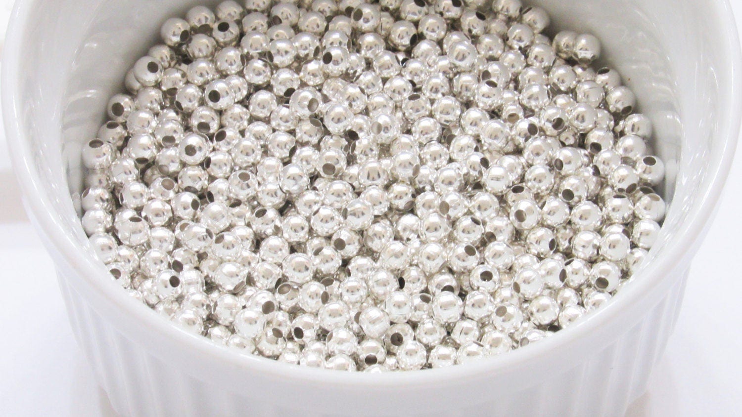 Qty 150, 300 SILVER 3 MM Spacer Beads, metal spacer beads, round Silver spacer beads, bubblegum spacer beads silver spacer bead hole 1.2mm