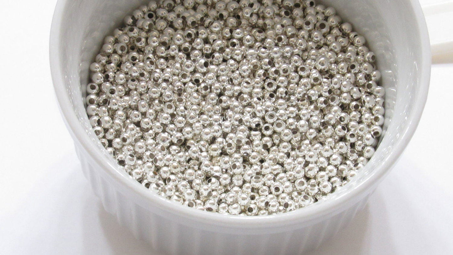 Qty 150, 300 SILVER 3 MM Spacer Beads, metal spacer beads, round Silver spacer beads, bubblegum spacer beads silver spacer bead hole 1.2mm
