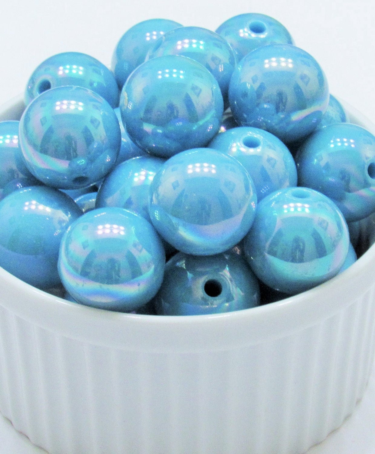 20mm Blue AB Bubblegum Bead, Gumball Bead, Chunky Round Acrylic Bead, Chunky Bead Supply, Necklace Supply, Gumball Bead