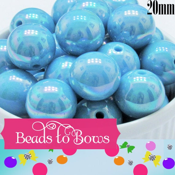 20mm Blue AB Bubblegum Bead, Gumball Bead, Chunky Round Acrylic Bead, Chunky Bead Supply, Necklace Supply, Gumball Bead